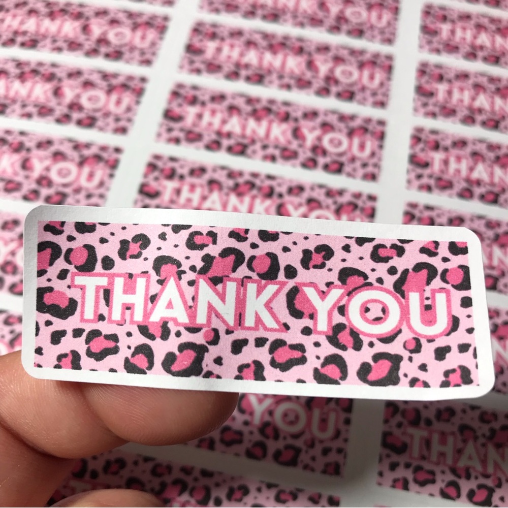 90ct cheetah animal print thank you stickers